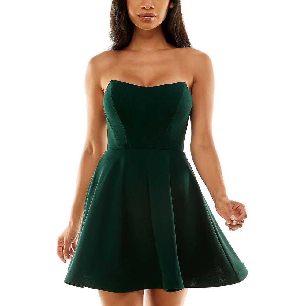 Juniors Strapless Corset Fit & Flare Dress