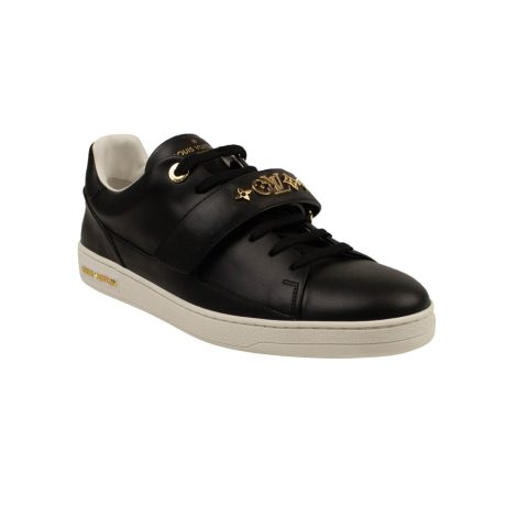 Black Leather Lace-Up Frontrow Low-Top Sneakers
